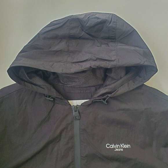 Calvin Klein Jeans Men's Full Zip Hooded Windbreaker Jacket Black 2490 0029 010 - Picture 6 of 16